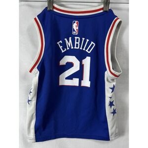 Philadelphia 76ers Joel Embiid Nike Jersey Blue Red White #21 Youth Medium Read